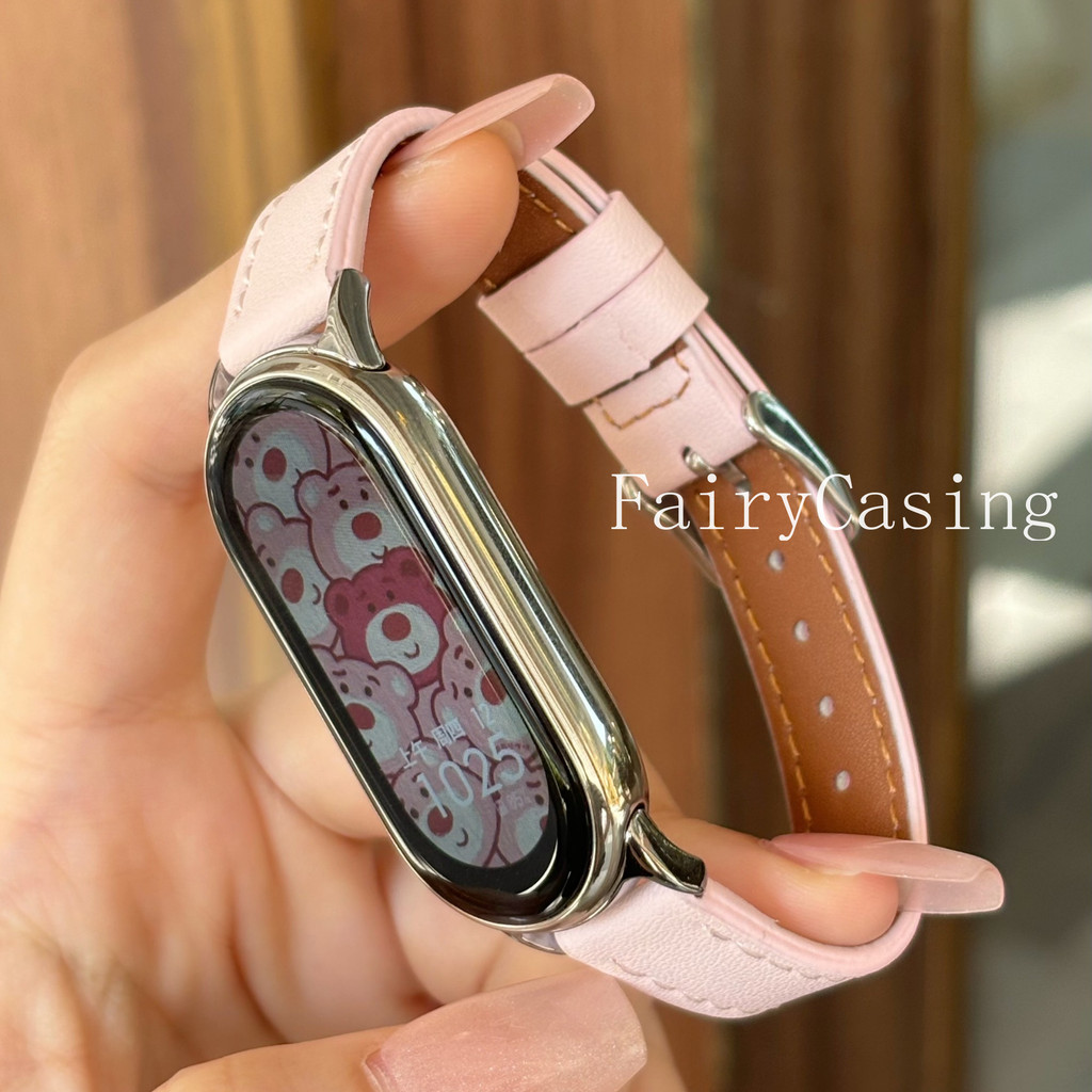 Dây đeo bằng da mỏng thời trang cho Xiaomi Mi Band 10 9 8 7 6 5 4 3 NFC Dây đeo cổ tay cho Miband 9 8 NFC Vòng đeo tay Không có đồng hồ
