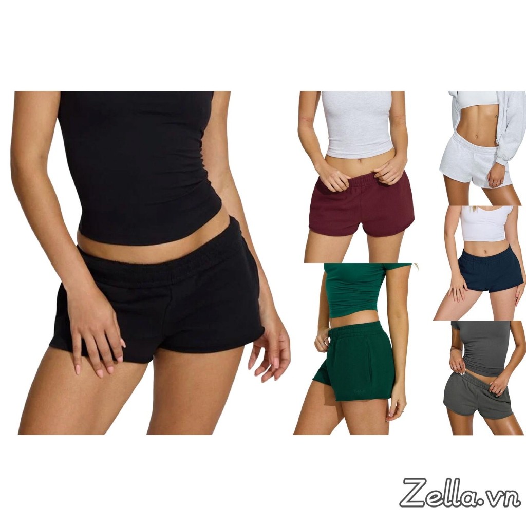 Quần short tập Yoga và chạy bộ dành cho nữ - Mùa hè, co giãn, màu trơn