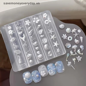 Khuôn móng silicone 3D hoa loa kèn ốc san hô sao biển tự làm