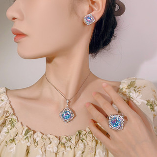 Châu Âu Mỹ ins Phong Cách Mới Đáy Đồng Mạ Vàng Gradient Bộ Hoa Nữ Đá Chính 16-10mm