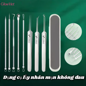 Bộ Dụng Cụ Skincare Cao Cấp,Kẹp Mụn Inox + Nhíp Cong + Que Lấy Nhân,Không Làm Tổn Thương Da