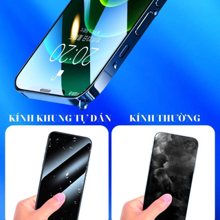 Kính Cường Lực iPhone Khung Tự Động Dán Trong Suốt Full Màn Cho 6/6s/7/8/Plus/X/XS/XR/11/12/13/14/15/16/17/Air/Pro/Max