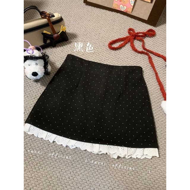 Polka dot skirts Váy bodycon ren phối midi kiểu ngắn