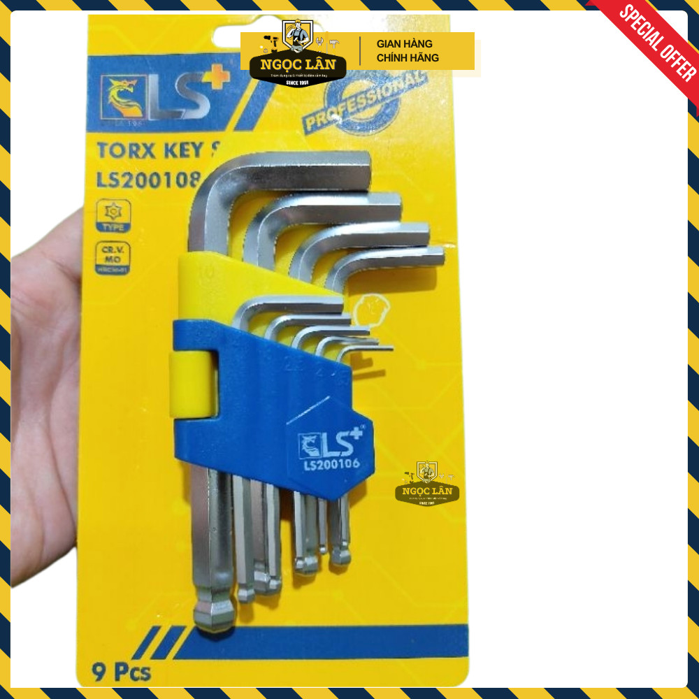 [Chính hãng] Bộ Lục Giác Bi Ngắn LS+ cao cấp chuẩn Thép CRV