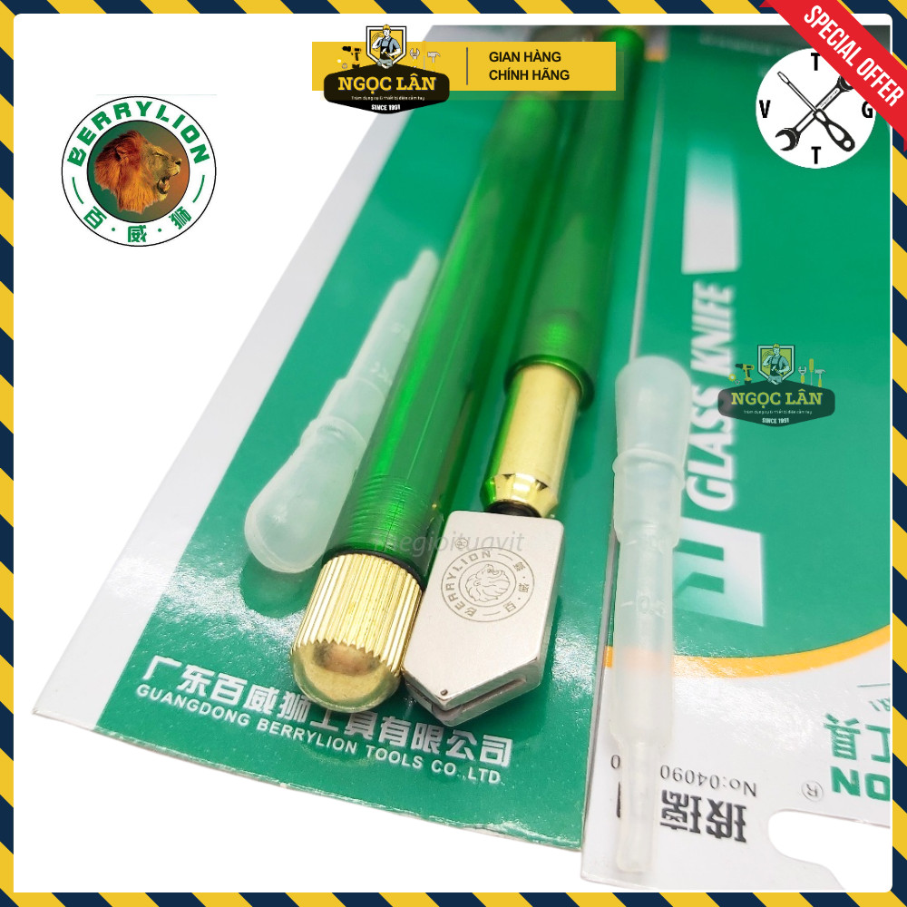 [Chính hãng] Dao cắt kính, cắt kiếng Berrylion loại cán tra dầu cắt kính dày 2-12mm cao cấp