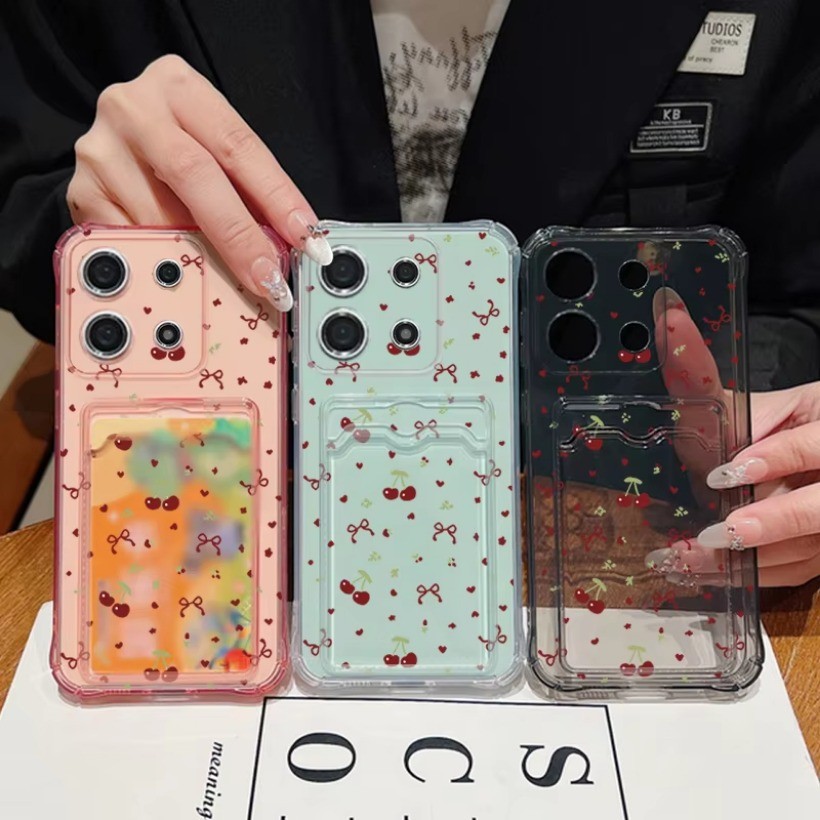 Khe Cắm Thẻ Chống Sốc Bỏ Túi TPU Dành Cho Vivo Y19S Y29S Y04 Y28 Y36 Y27 Y17S Y16 Y02S Y02A Y22 Y22S Y35 Y02 Y02T Nơ Họa Tiết Silicon Mềm Trong Suốt Vỏ Điện Thoại