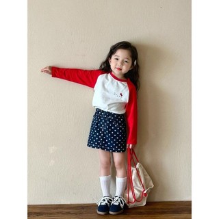 Quần Áo Trẻ Em Dễ Thương Thu Đông Quần Áo Đáy Áo Thun Cotton Mới Bé Gái Dài Tay Thời Trang Raglan Tay Áo