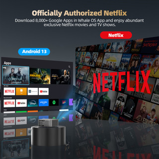 Máy chiếu Netflix Goojodoq 1080P 4K Full HD 700ANSI với màn hình lớn 300 inch HDR10+ Bluetooth 5.0