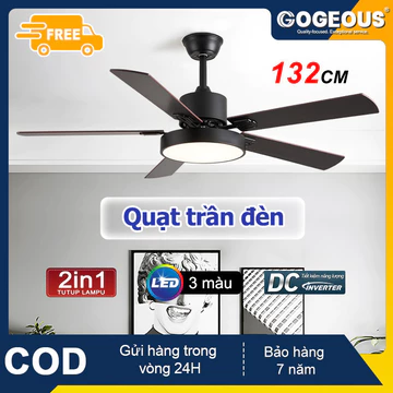 Quạt gỗ rắn Lõi Đồng 6 Tốc Độ Gió Đèn Led 3 Chế Độ Ánh Sáng,Có Đảo Chiều Hút Ẩm quạt trần phòng khách quạt trần có đèn