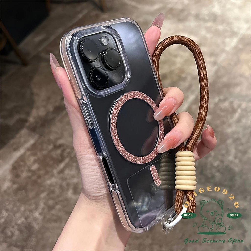 [Vỏ dây buộc] Túi khí chống rơi long lanh từ tính Vỏ điện thoại iphone16 Pro Max 15 14 13 12 11 cho vỏ iPhone Vỏ mềm silicon TPU chống sốc