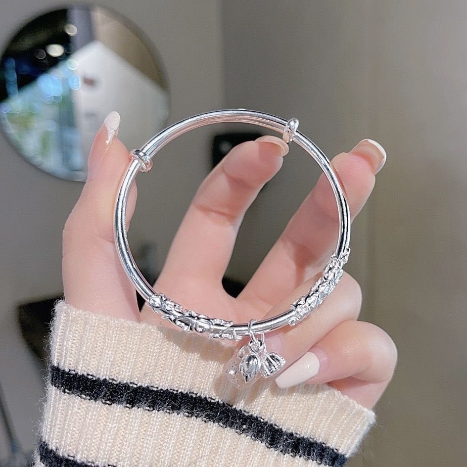 Vòng tay hoa sen hai thế giới cho phụ nữ, hoa sen, cánh hoa sen, vòng tay phong cách cổ điển có thể điều chỉnh bằng cách nhấn và kéo