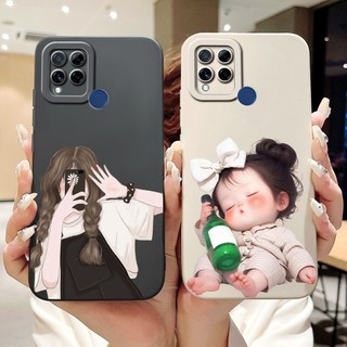 Dành Cho Realme C15 C12 C25 C25s Mới Thỏ Mèo Hoạt Hình Vỏ Bảo Vệ Ống Kính Silicon Mềm Vỏ Điện Thoại