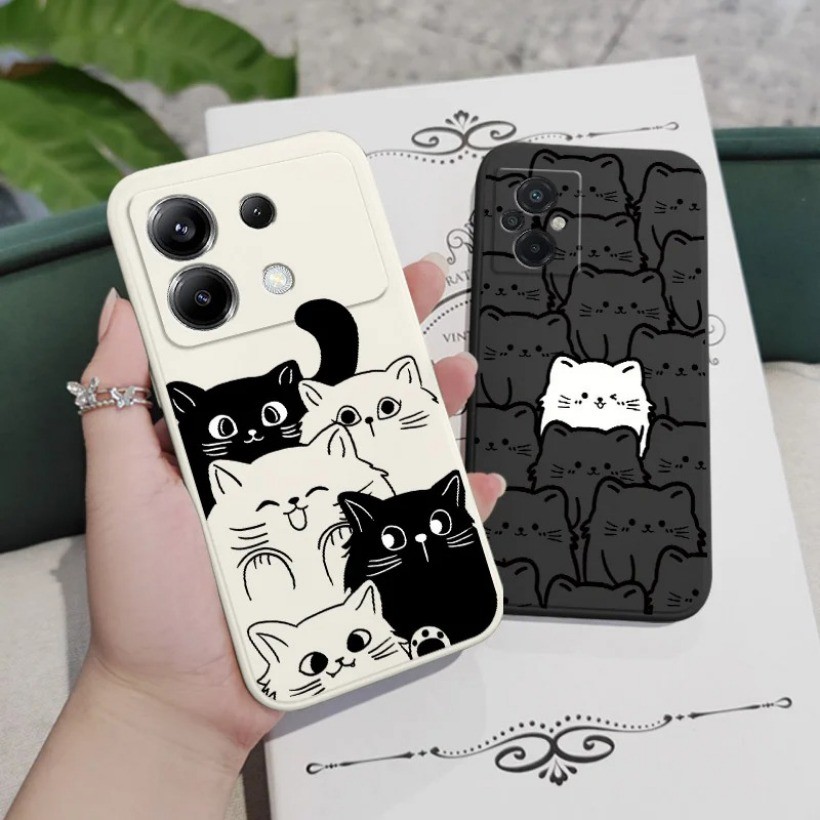 Ốp điện thoại silicon mềm chống sốc cho Redmi A5 K70 K60 K50 K40 K30 K20 Pro K70E K60E Redmi Note 14S Vỏ mèo đen dễ thương mới