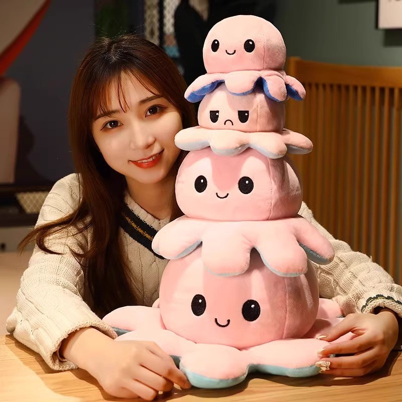 Thay Đổi Mặt Búp Bê Bạch Tuộc Lật Gối Quá Khổ Thay Đổi Màu Tức Giận Khổng Lồ Hai Mặt Búp Bê Sang Trọng