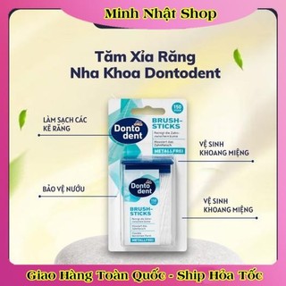 Tăm xỉa răng nha khoa Dontodent Brush Sticks, hàng Đức 150 chiếc - Date mới nhất