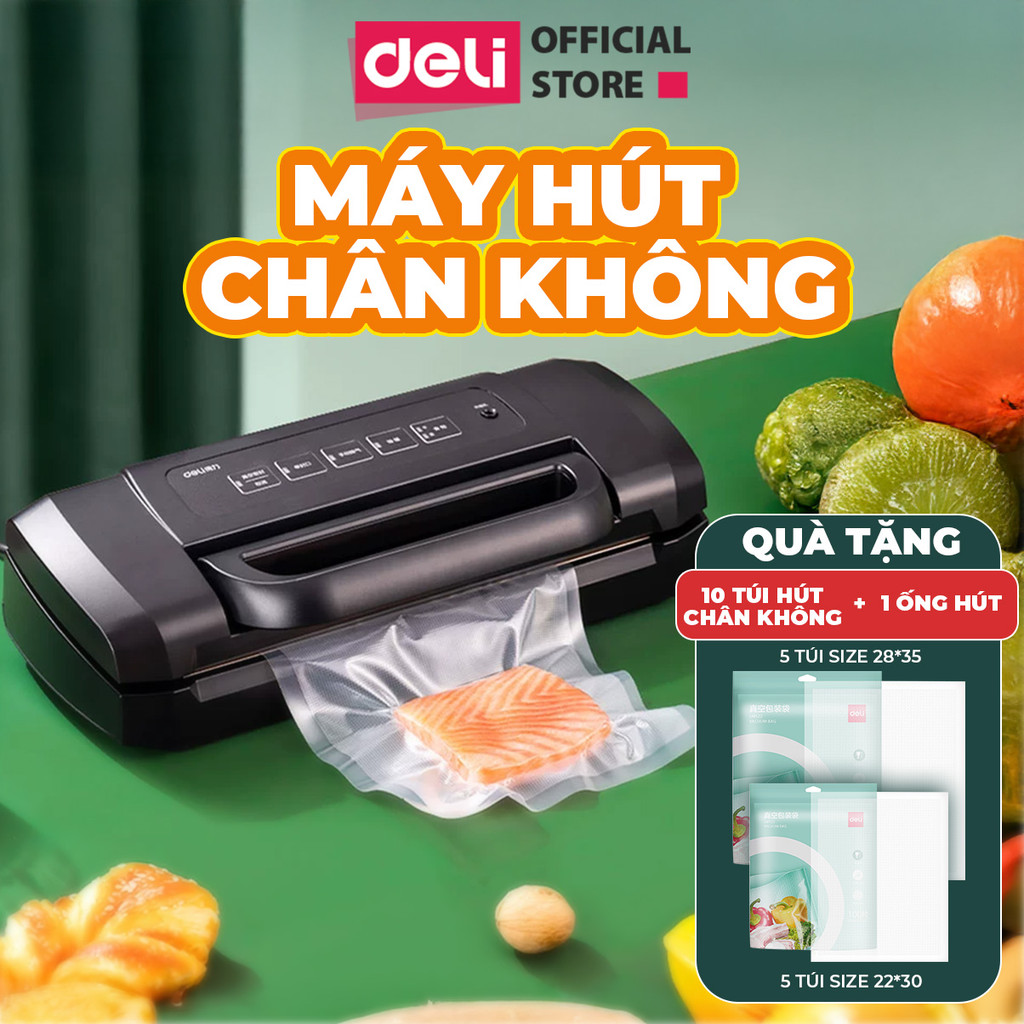 [TẶNG TÚI, ỐNG HÚT + BẢO HÀNH] Máy Hút Chân Không Cao Cấp DELI Tự Động Hàn Miệng Túi Lực Hút Mạnh Bảo Quản Thực Phẩm