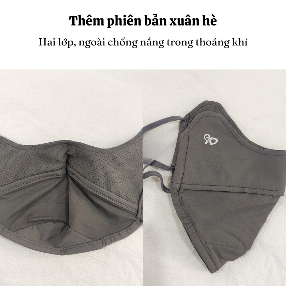 Khẩu trang chống tia UV, chống nắng UPF 50+ có lớp lót nhung giữ ấm hàng nội địa trung cao cấp