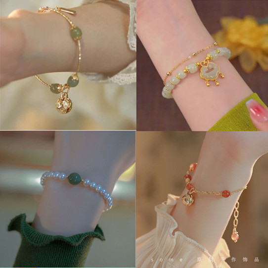 Thiết kế niche Ins Bestie phong cách Trung Quốc, mặt dây chuyền chuông vàng, vòng tay Bestie cho phụ nữ, vòng tay niche Bestie cho phụ nữ