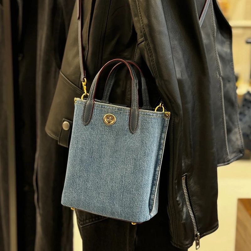 2025 Đi Chơi Rửa Denim Xanh Túi Xách Mini Tote Túi Món Ăn Bên Màu Xanh Pháp Khoai Tây Chiên Túi Túi Messenger