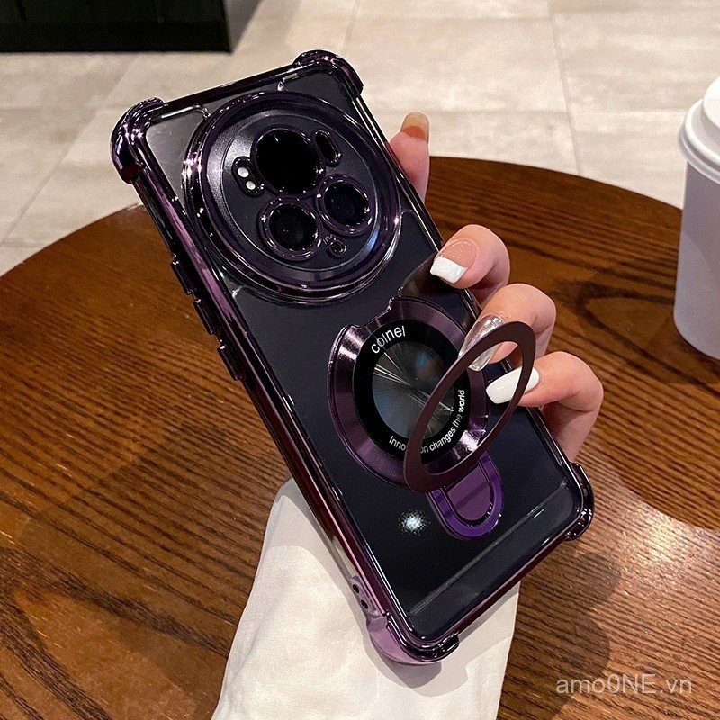 Ốp lưng Honor Magic 6 Pro 5G Magic 3 4 5 7 Pro, giá đỡ nhẫn sang trọng, mạ điện, ốp điện thoại từ tính, bảo vệ camera, túi khí chống sốc, vỏ acrylic cứng