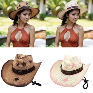 PCF * Vintage Mũ Rơm Đi Biển Có Thể Bảo Vệ Mũ Nam Phương Tây Mũ Retro Phong Cách Mũ Dành Cho Nam Nữ