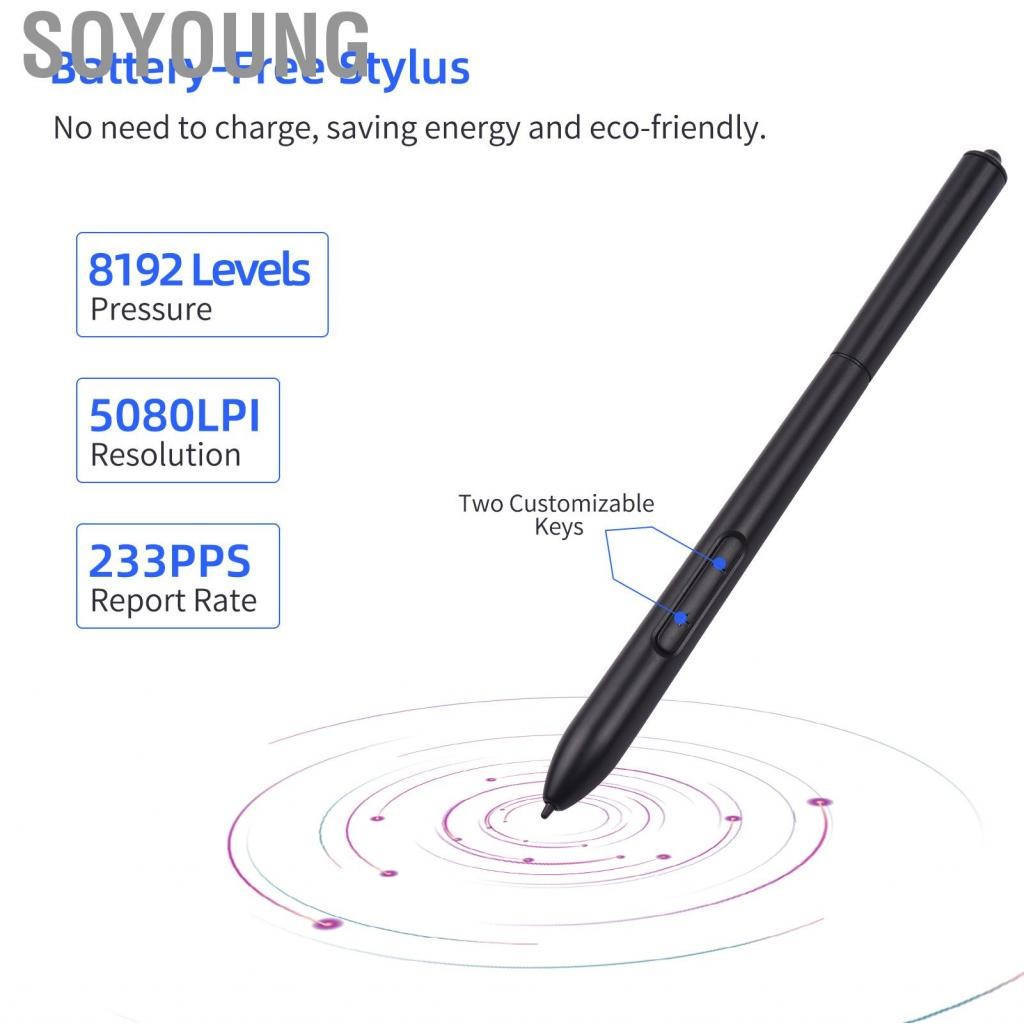 Soyoung Bút Pen Vẽ Soyoung-VN tương thích với VINSA VIN1060PLUS 2 Nút có thể tùy chỉnh Kỹ thuật số được sử dụng để vẽ và vẽ tranh