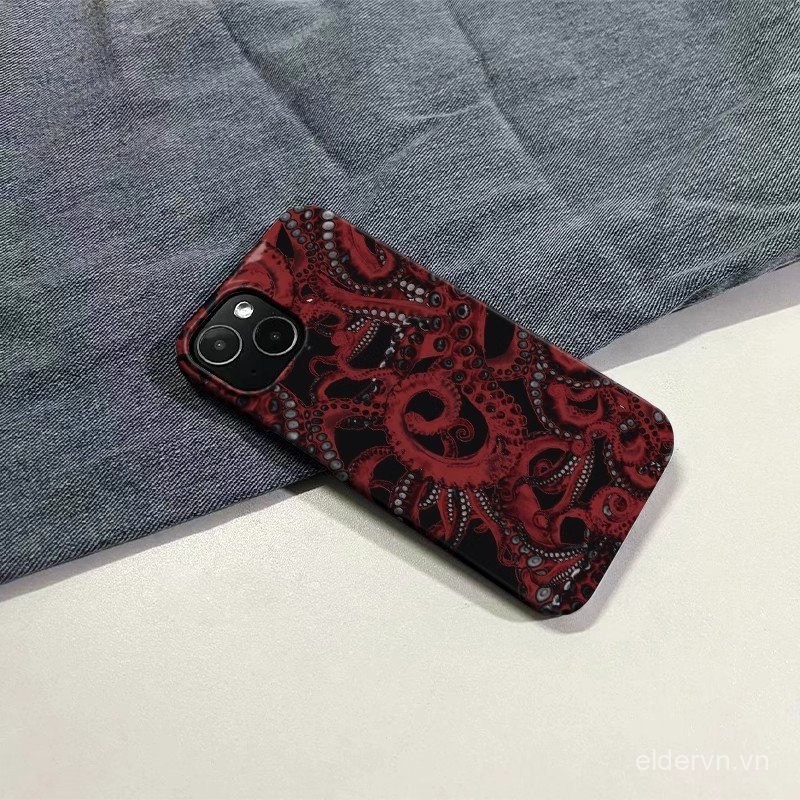 Ốp điện thoại QYJS hình bạch tuộc tương thích với iPhone 11 7 8 Plus 16 15 14 13 Pro Max 12 PRO X XS XR XS Max 14 15 16 PLUS, ốp cứng phim có vẻ ngoài cao cấp, phổ biến KAOD