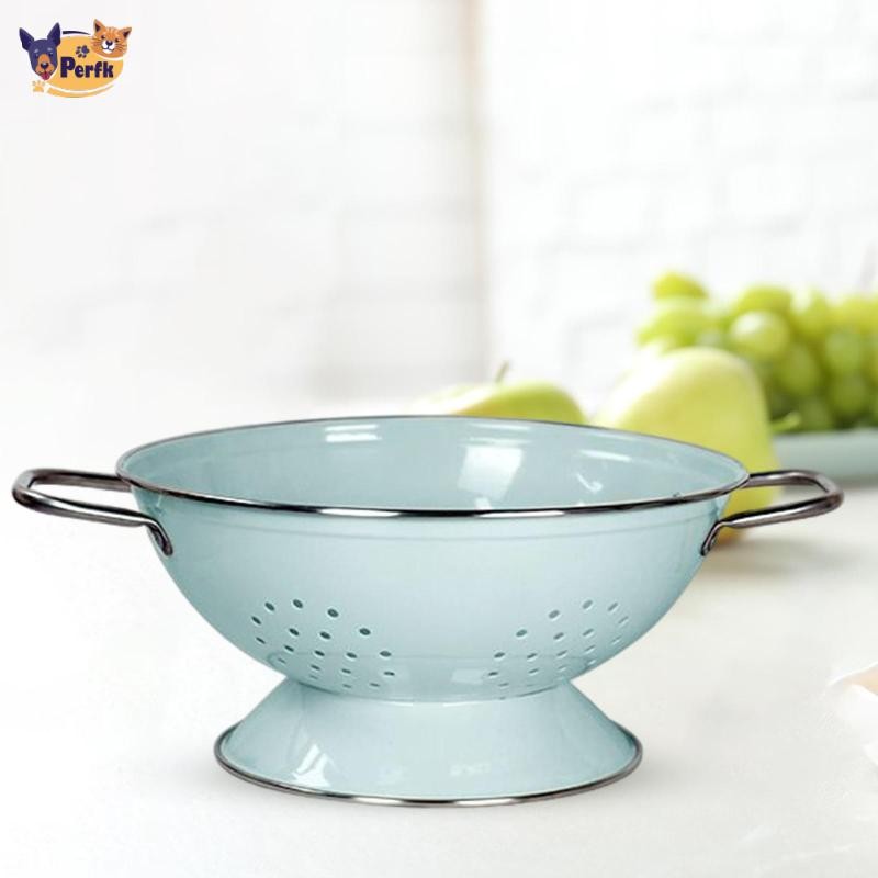 Bát thoát nước giỏ đựng trái cây tráng men đa năng cho trái cây Veggies