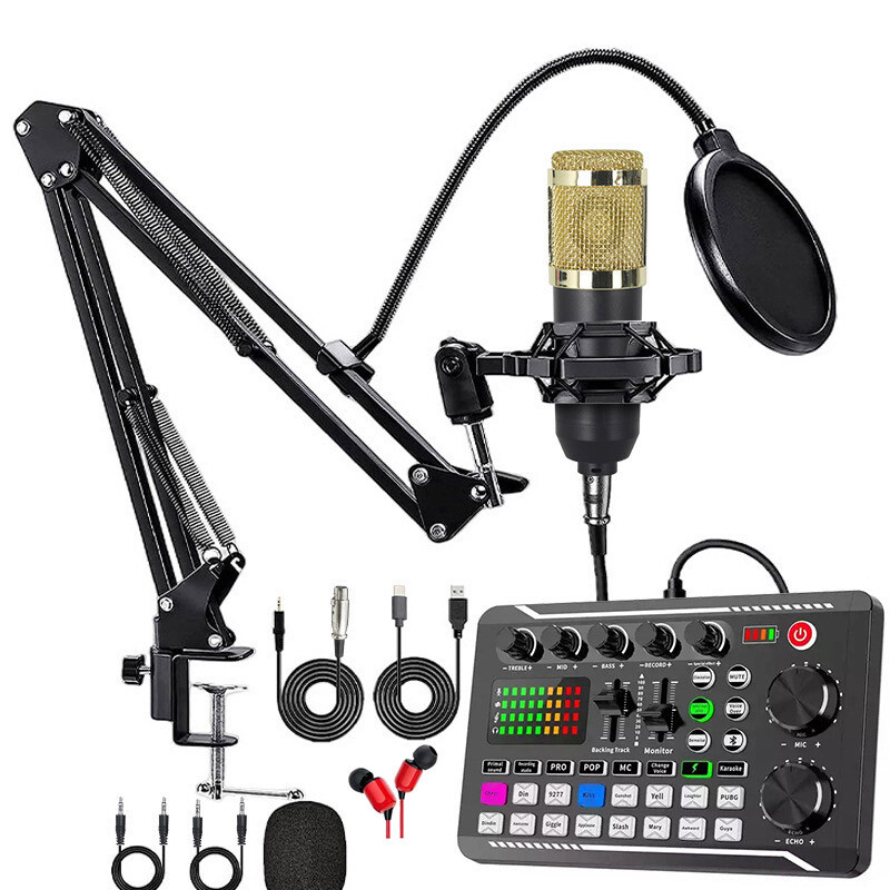 Thiết bị Podcast Gói Micro Condenser Bộ trộn âm thanh Bộ ghi âm phòng thu