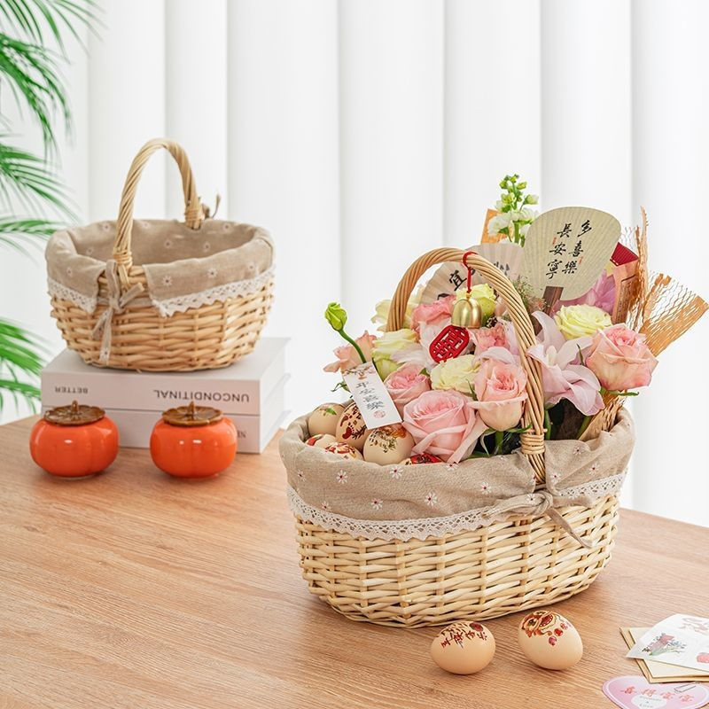 Giỏ hoa di động, Giỏ hoa dệt tay, Giỏ dệt mây