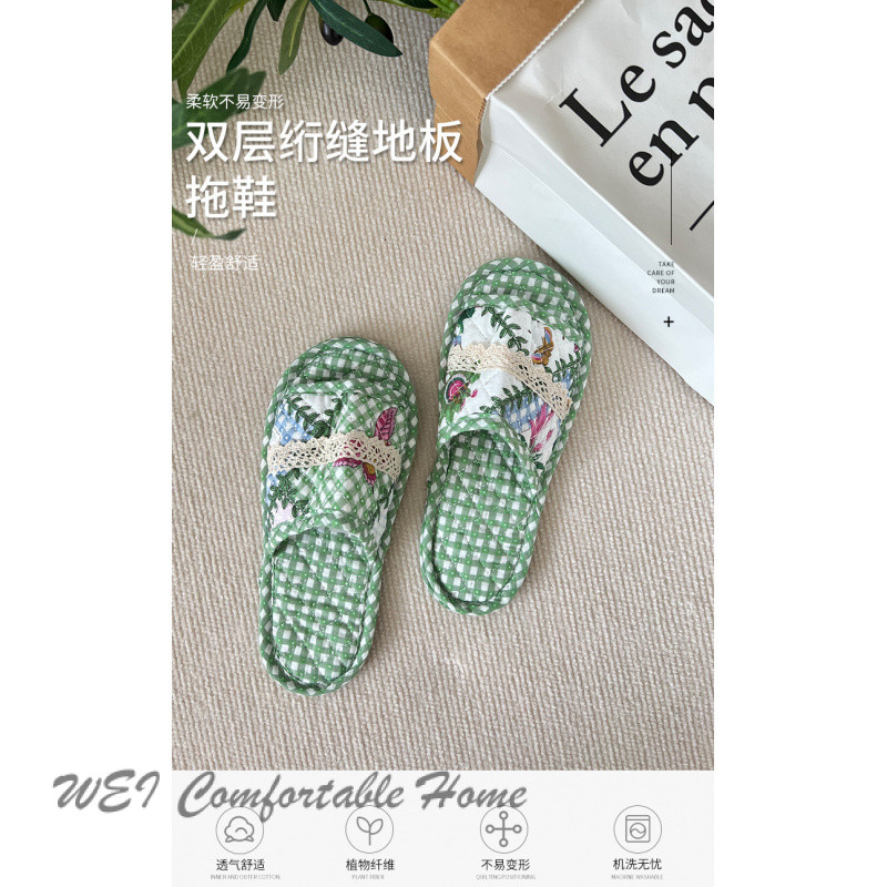 Dép đi trong nhà đôi mùa hè cho nam và nữ, dép đôi lớp chống trượt, thoáng khí, yên tĩnh, dép cotton cho nhà