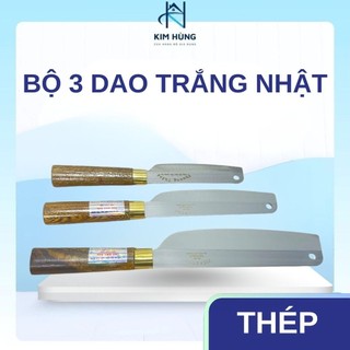 [Giá Xưởng] Bộ 3 dao thép trắng Nhật không gỉ sét vệ sinh, sắc bén, tiện lợi vân gỗ sang trọng Đa Sỹ