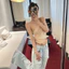 Milyfashion Lưới Slanted Vai In Hình Sling Thiết Kế Retro Slim fit Áo Ngắn Y2K