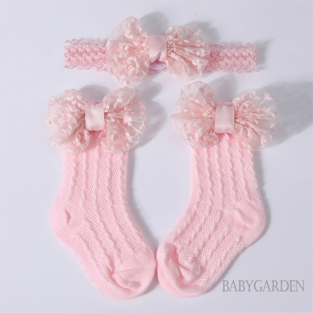 / / -Baby Girls Tất Băng Đô Bộ Thoáng Khí Đan Nơ Công Chúa Tất Cho Tiệc Cưới Chụp Ảnh