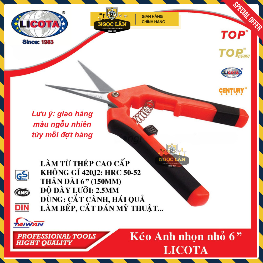 [Chính hãng] Kéo cắt cành Licota 6.5" 150mm kiểu Anh hàng Đài Loan cao cấp (giao màu ngẫu nhiên)