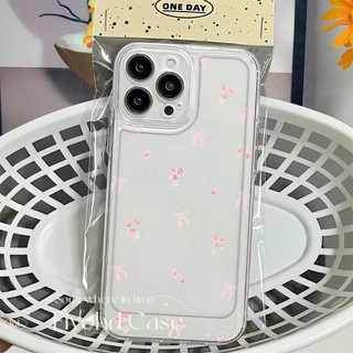 Ins Hàn Quốc Cô Gái Dễ Thương Nơ Màu Hồng Đơn Giản Trong Suốt Cho iPhone 11 16 15 14 13 12 Pro Xs Max XR X 7 8 6 6s Plus SE Mềm TPU Ốp lưng Bảo Vệ Chống Rơi Ốp Lưng