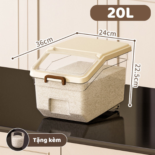 Thùng Đựng Gạo 20kg-35kg Nắp Lật Chống Côn Trùng Chống Ẩm, Hộp Đựng Gạo Đựng Ngũ Cốc Đồ Khô Cao Cấp