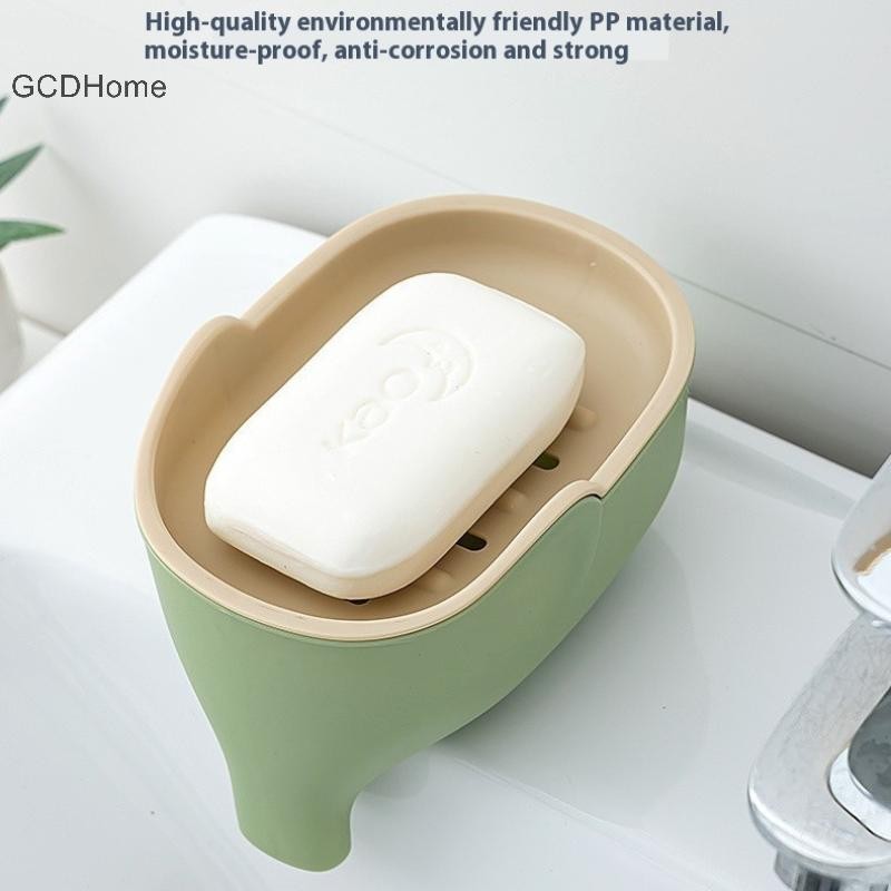 GCDHome 1 / 4 Hộp Xà Phòng Hai Lớp Sáng Tạo Voi Dễ Thương Phòng Tắm Phụ Kiện Trang Trí Nhà Cửa Trẻ Em Chống Thấm Nước Thoát Giá Nóng