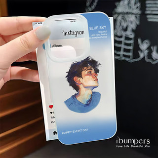 ibumpers Ốp Điện Thoại iPhone Charming Gradient Art Couple Pattern Ốp Lưng Trong Suốt Nhám Mờ Chống Bẩn Chống Sốc Cho IPhone 16 15 14 12 13 11 Pro Max IP 7 8 Plus X XS XR
