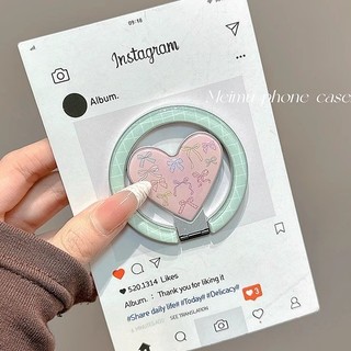 Sang Trọng Màu Hồng Xanh Lá Cây Nối Lưới Tình Yêu Nơ Từ Giá Đỡ Ốp Lưng Điện Thoại Thích Hợp Cho 16 Pro Max 15 14 13 Pro Max Chống Sốc Bảo Vệ Camera Chống Rơi Cứng Phía Sau