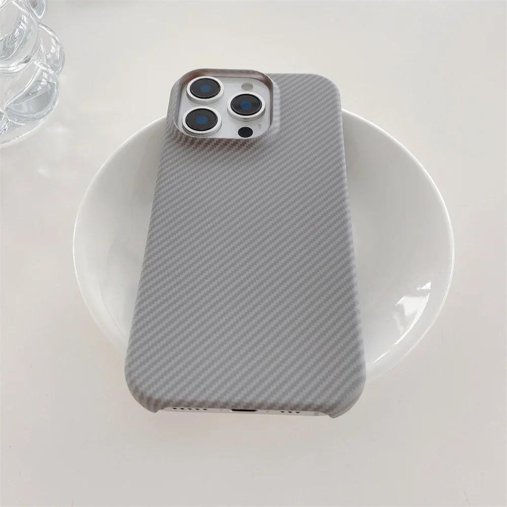 Dành Cho IPhone 16 15 14 13 12 Pro Max Kevlar Họa Tiết Ốp Lưng Điện Thoại 16 Plus Sợi Carbon Da Không Biên Giới Vỏ Bảo Vệ