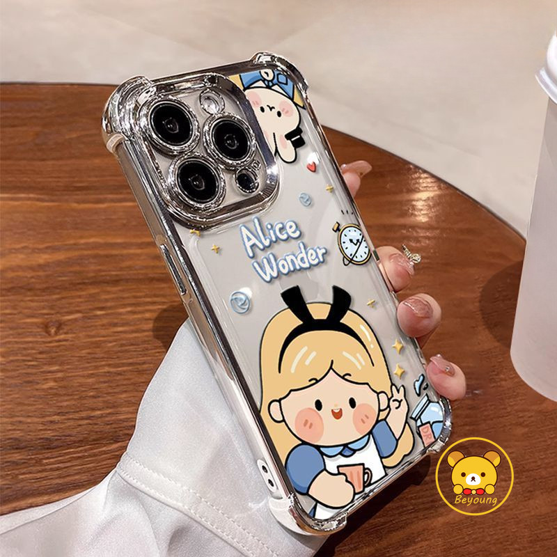 Mạ Túi Khí Ốp lưng Honor 500 400 Magic 8 Pro Lite Smart X9D X70 X70i X5C X5B Plus Vỏ Trong Suốt Hoạt Hình Bạch Tuyết Dễ Thương Alice Trong Suốt Bìa Mềm