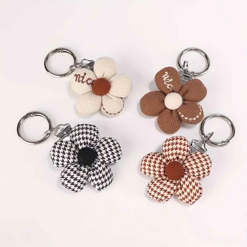 Mới Năm Cánh Hoa Cotton Thêu Móc Khóa Du Lịch Mũ Kẹp Kính Mát