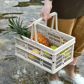 Giỏ đựng đồ gấp MEGOCE, có tay cầm Giỏ dã ngoại ngoài trời rỗng, Giỏ đựng đồ cắm trại đa chức năng bằng nhựa di động cho nhà bếp và cắm trại