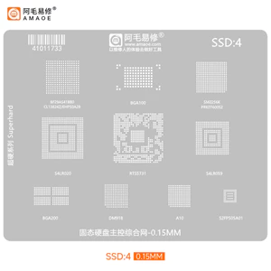 0.15mm AMAOE SSD: 4 BGA Reballing Mẫu hàn Stencil cho SSD4 S4LR020 / RTS5731 / S4LR059 Lưới trồng thiếc