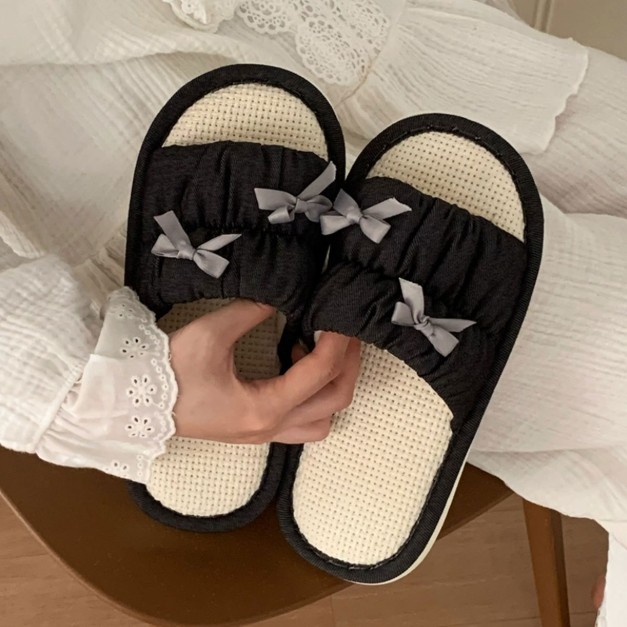 XIXITIAO Dép Vải Lanh Cotton Nữ Xuân Hè Thời Trang Nhật Bản Giày Sàn Phòng Ngủ Thoáng Khí