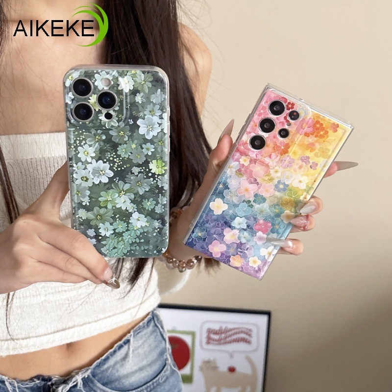 Ốp Điện Thoại Hoa Nhiều Màu Sắc Thanh Lịch Cho Samsung Galaxy M51 M35 M34 M33 M32 M31 M31S M30 M30S M23 M22 M20 M15 M14 M13 M12 M11 F22 F12 5G 4G Ốp Lưng Mềm Hoa Xanh Dễ Thương