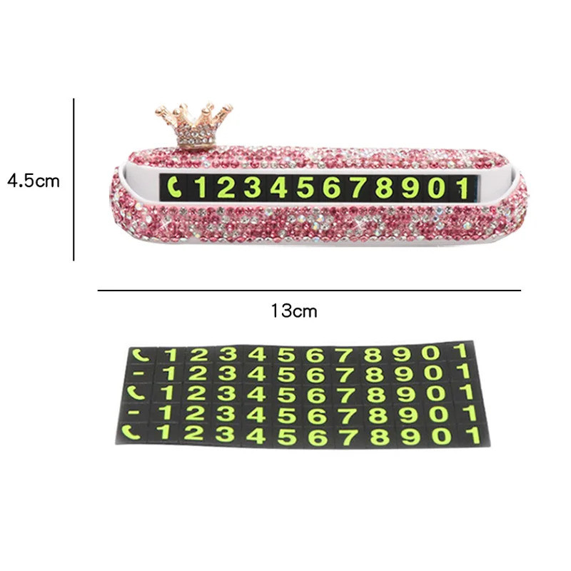 Crown Kim Cương Giả Thẻ Đỗ Xe Ô Tô Hoa Pha Lê Biển Số Điện Thoại Dán