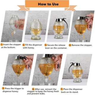 Hộp đựng mật ong thủy tinh 8oz có chân đế lọ mật ong không rách cho xi rô phong hoặc mật ong Hộp đựng thiết kế tổ ong thanh lịch để trang trí gia đình và nhà bếp nhựa ABS silicone an toàn