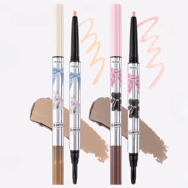 Bút Kẻ Bọng Mắt 2 Đầu FLORTTE, Bút Kẻ Mắt Tạo Khối và Bắt Sáng Tự Nhiên Không Trôi